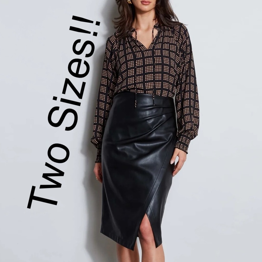 T-Tahari Vegan Leather Midi Wrap Skirt